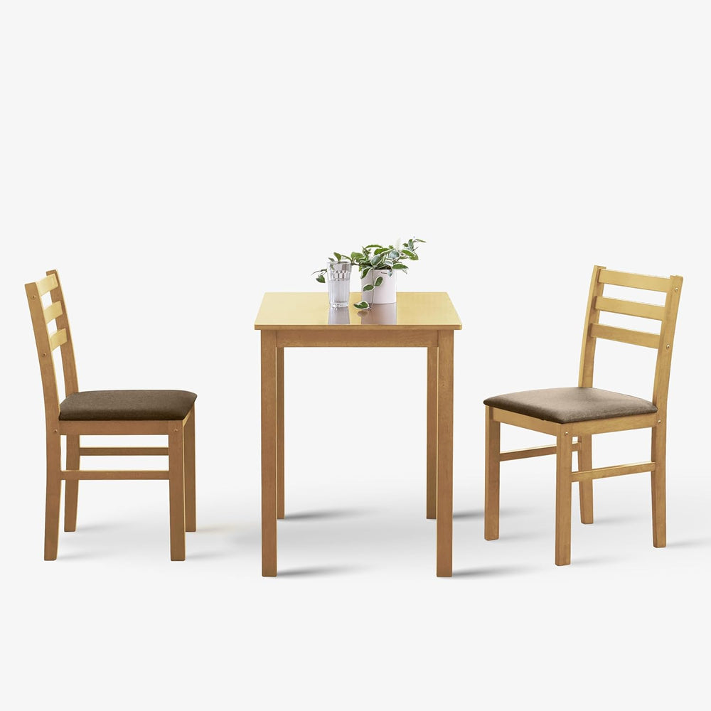 Livinia Seattle 3-Piece Wooden Dining Table Set for 2, Modern Farmhouse Kitch...