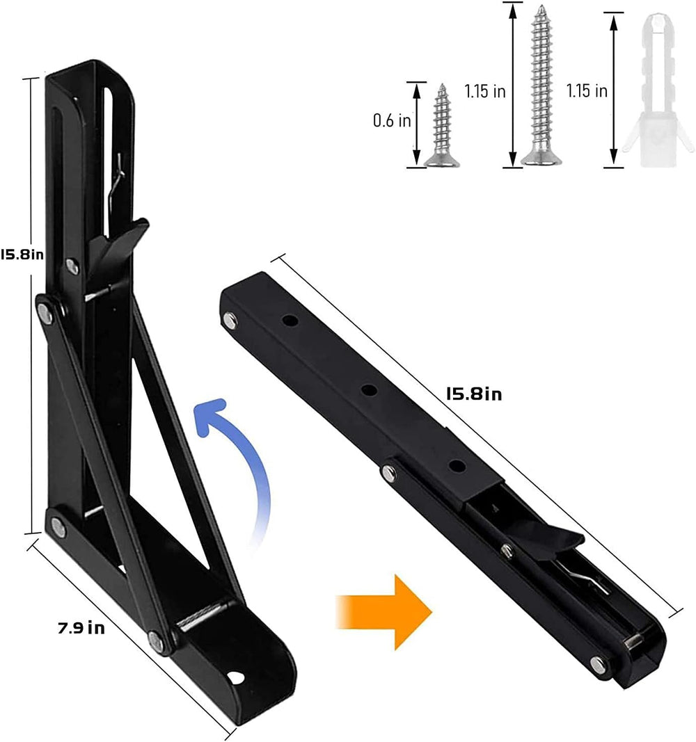 Folding Shelf Brackets - 16 Inch 6 Packs Heavy Duty Metal Collapsible Shelf B...