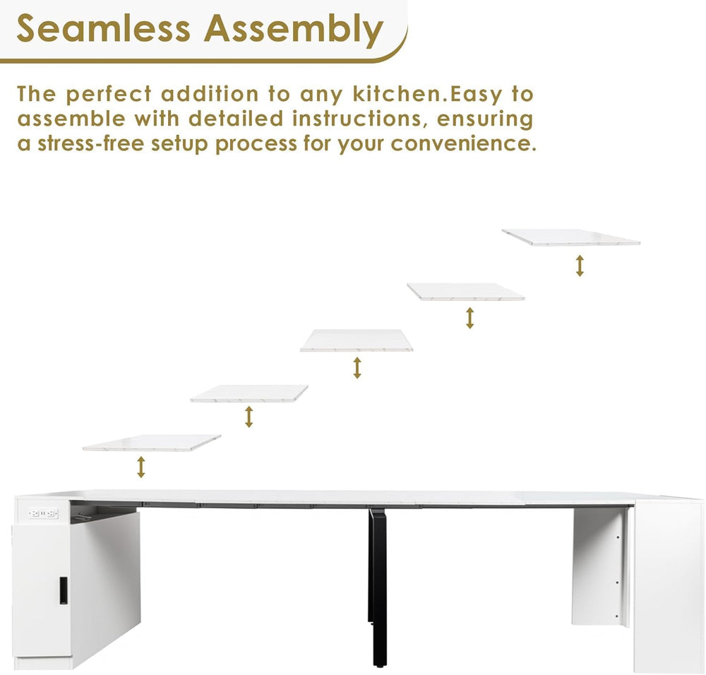 Extendable Dining Table with Storage, Transformer Extra Console Table for 1-1...