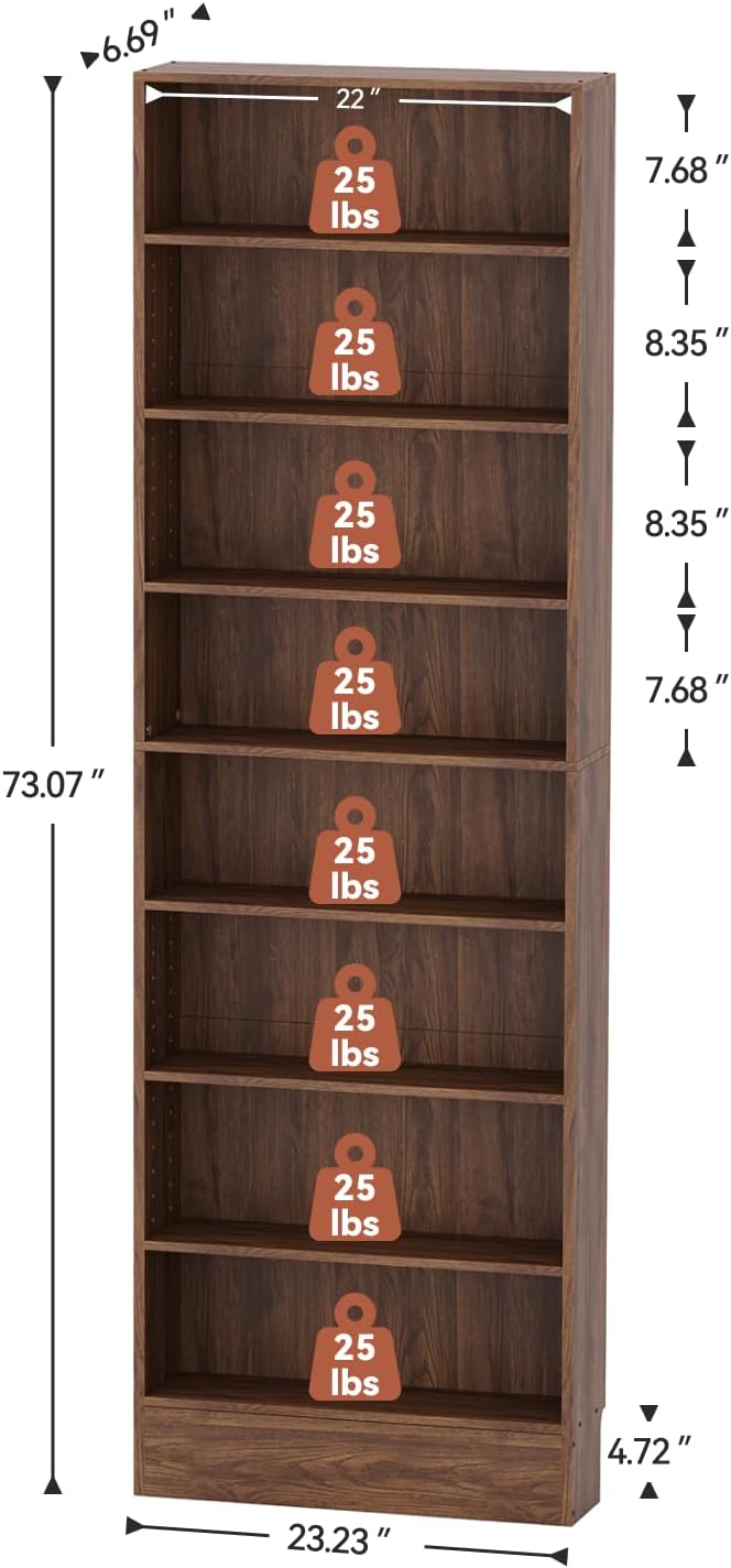 8 Tier DVD Storage Shelf with Adjustable Shelves fits Over Baseboard
