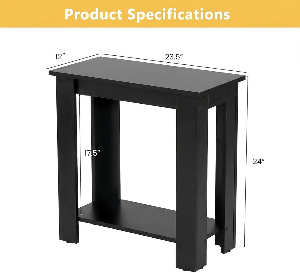 GOFLAME 24” Side Table, 2-Tier Rectangular End Table with Storage Shelf, Mult...