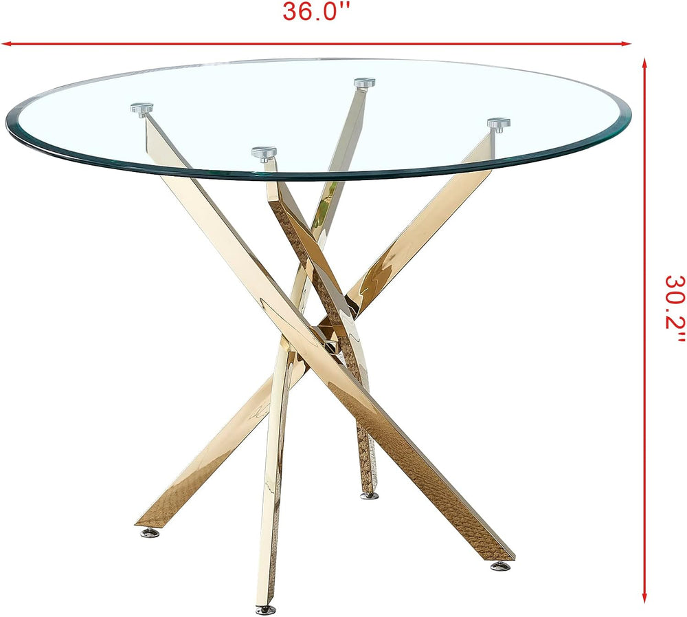 36" Glass Dining Table for 2-4, Modern Dining Room Table with 0.39"...