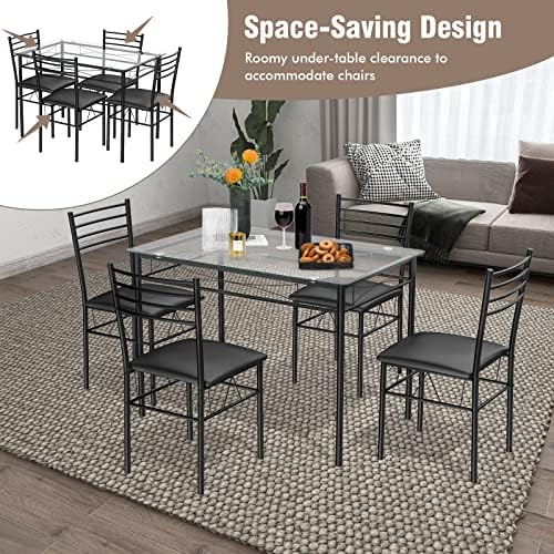 Tangkula 5 Pieces Dining Table Set for 4 Person, Kitchen Table Set, Black