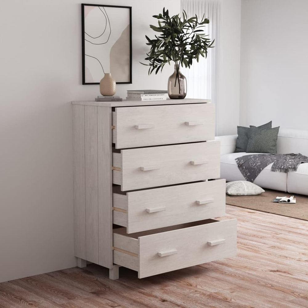 Modern White Sideboard with Smooth Sliding Doors, Solid Pinewood and MDF Cons...