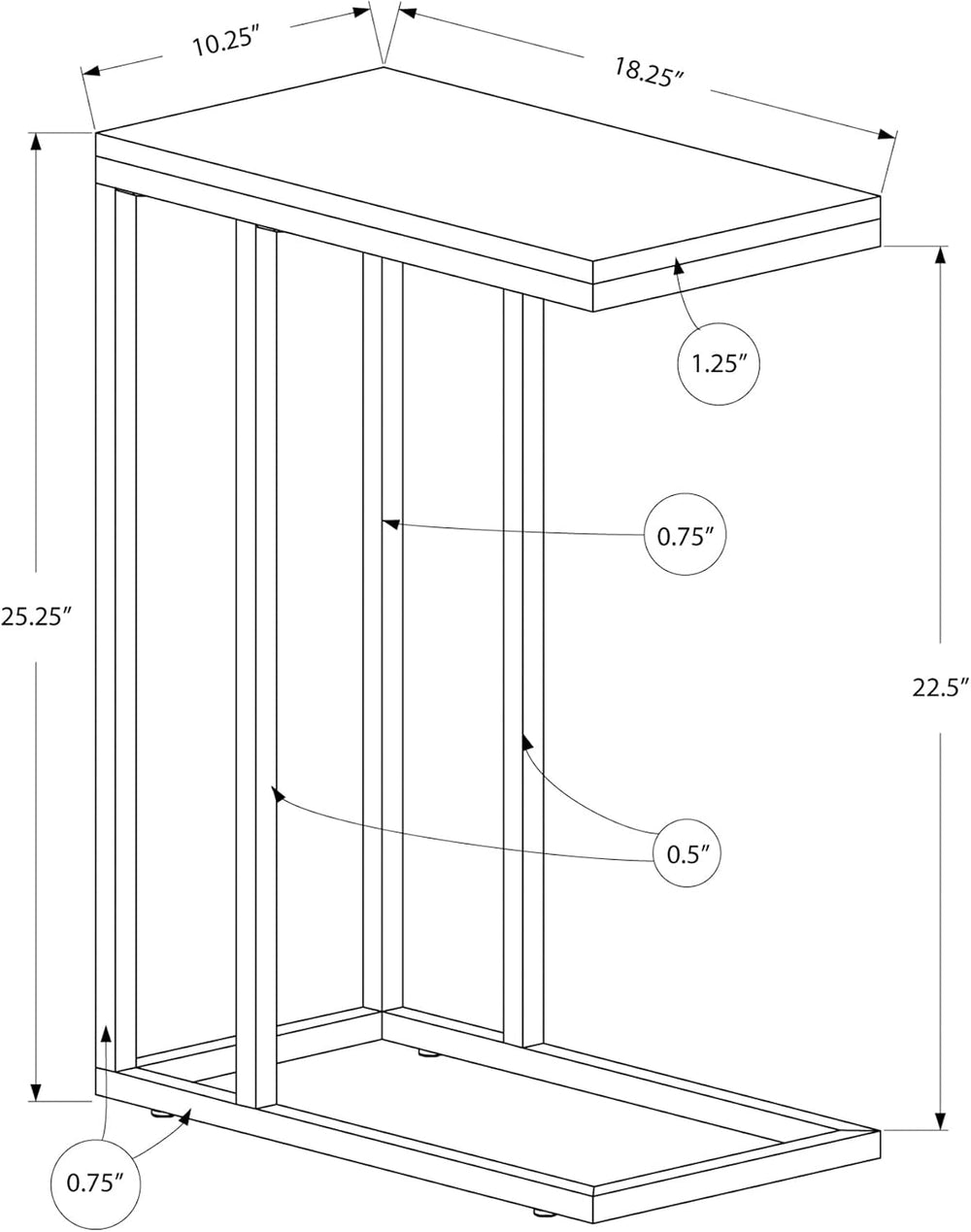 Accent Table, C-Shaped, End, Side, Snack, Living Room, Bedroom, Brown Laminat...