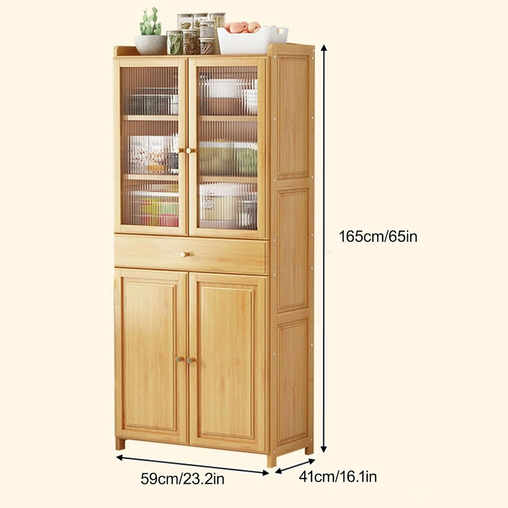 Tall Freestanding Food Storage Cabinet, Kitchen Pantry Storage Cabinet with D...