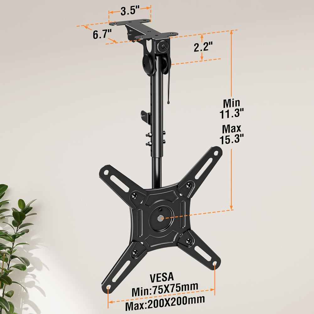 ELIVED Flip Down Ceiling TV Mount for Most 14-40 Inch TVs, 360° Swivel | Flod...