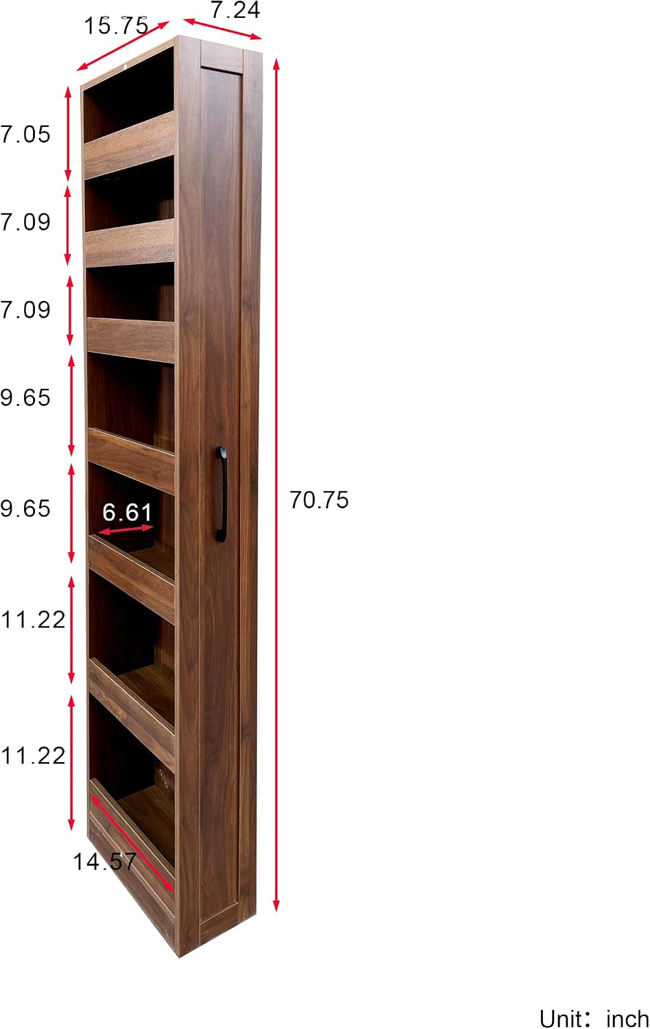 KEIKI 7 Tier Pull-Out Kitchen Pantry Storage Cabinet, Multi-Tier Single-sided...