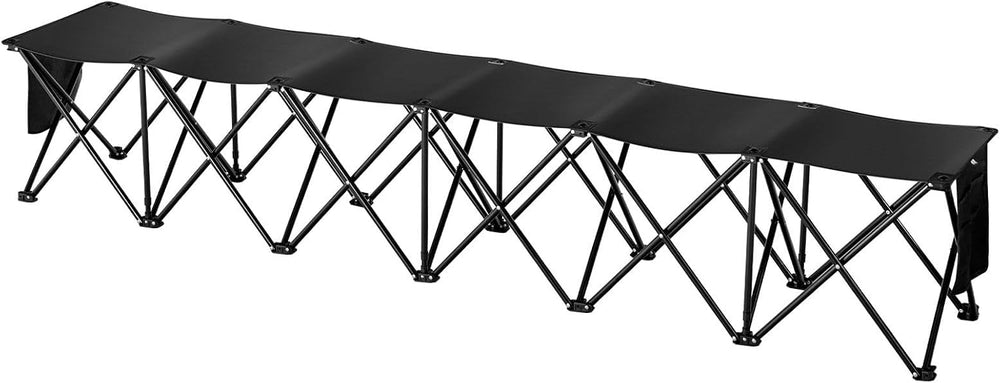 6-Seat Foldable Sports Bench with Side Pockets, Carrying Bag, 600D OxFor Ford...