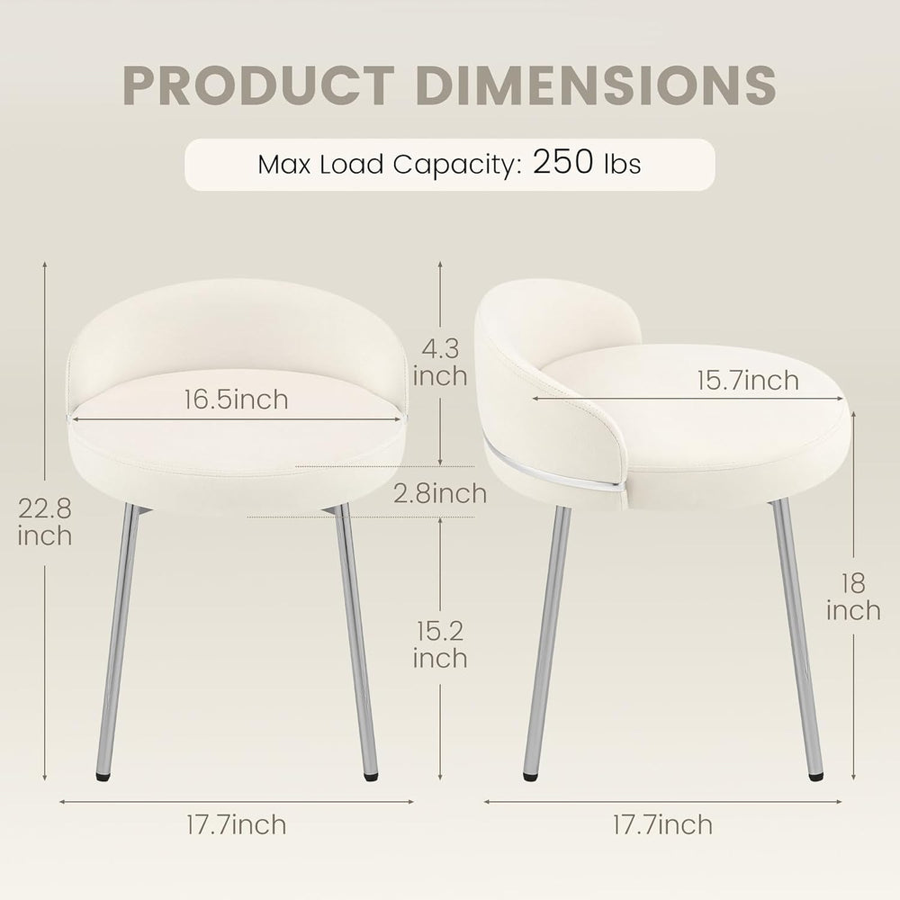 Velvet Vanity Chair with Silver Legs, Cute Makeup Desk Chair for Small Space,...