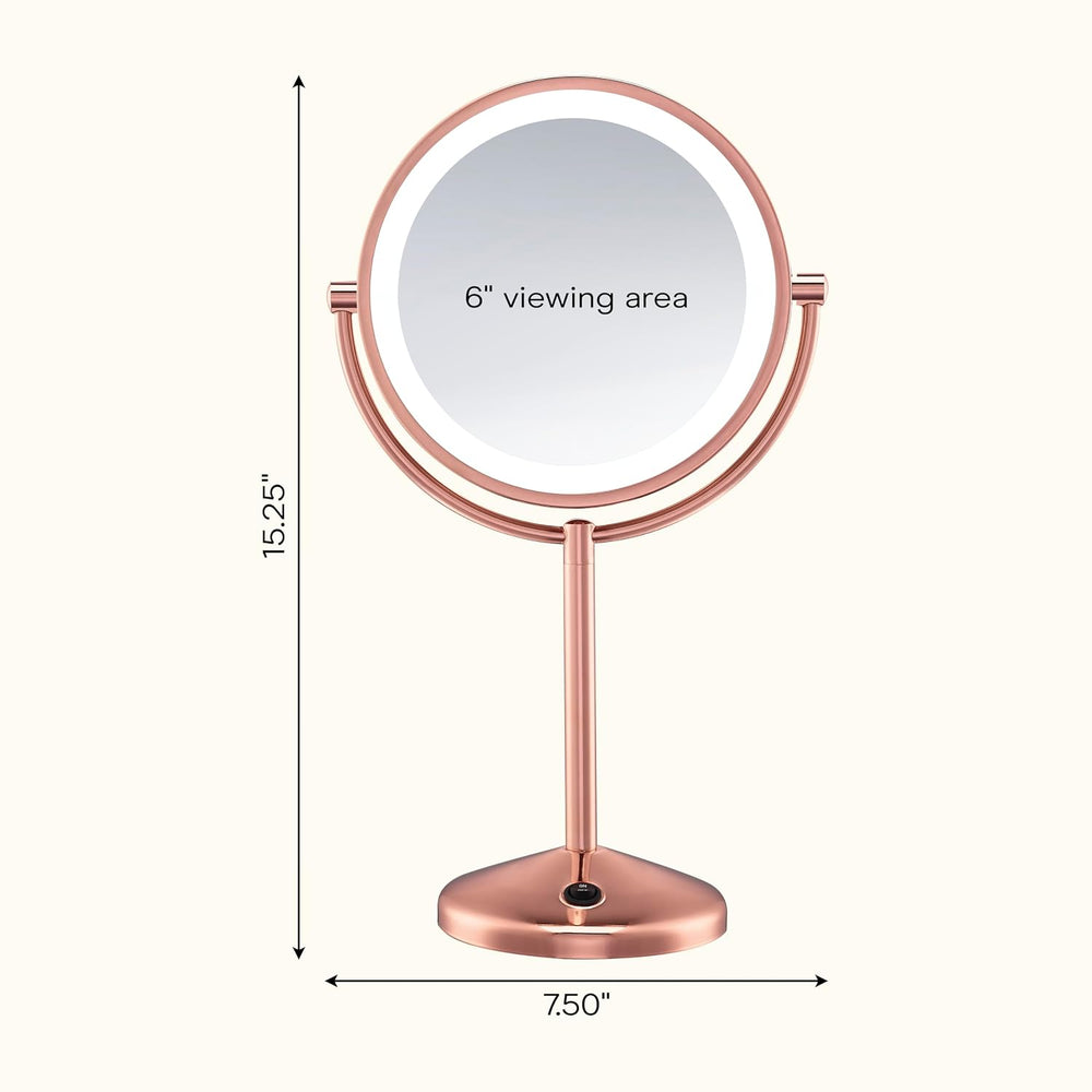 Conair Vanity Mirror, LED Lighting, 1X/10X Magnifying, Rose Gold