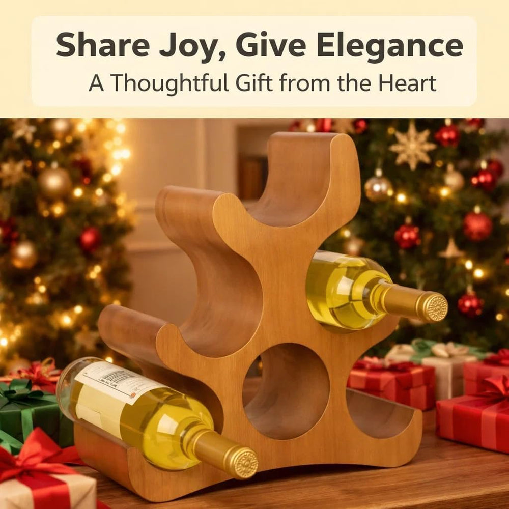 Wooden Wine Rack – Countertop & Freestanding Display – Holds 6 Bottles, W...