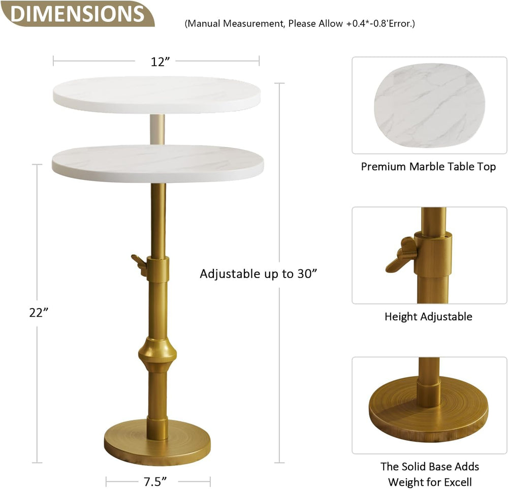 WHGBJA Adjustable Drink Table, 10"x12"x(22“~30") Martini Table...