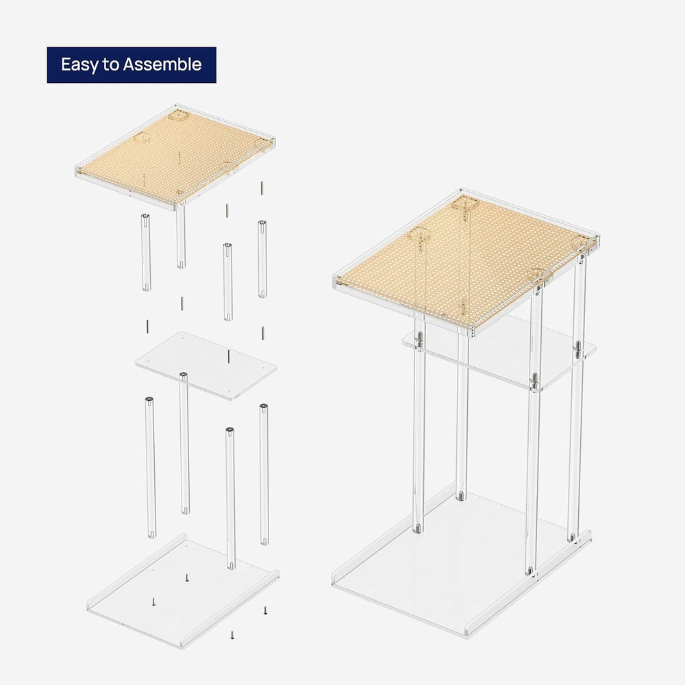 HMYHUM Acrylic C-Shaped End Table, 3-Tier Clear Side Table for Couch, Living ...