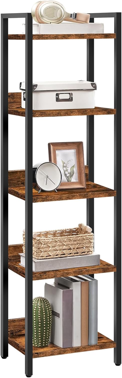 MAHANCRIS Bookshelf, 5-Tier Bookcase, Standing Book Shelf for Small Space, St...