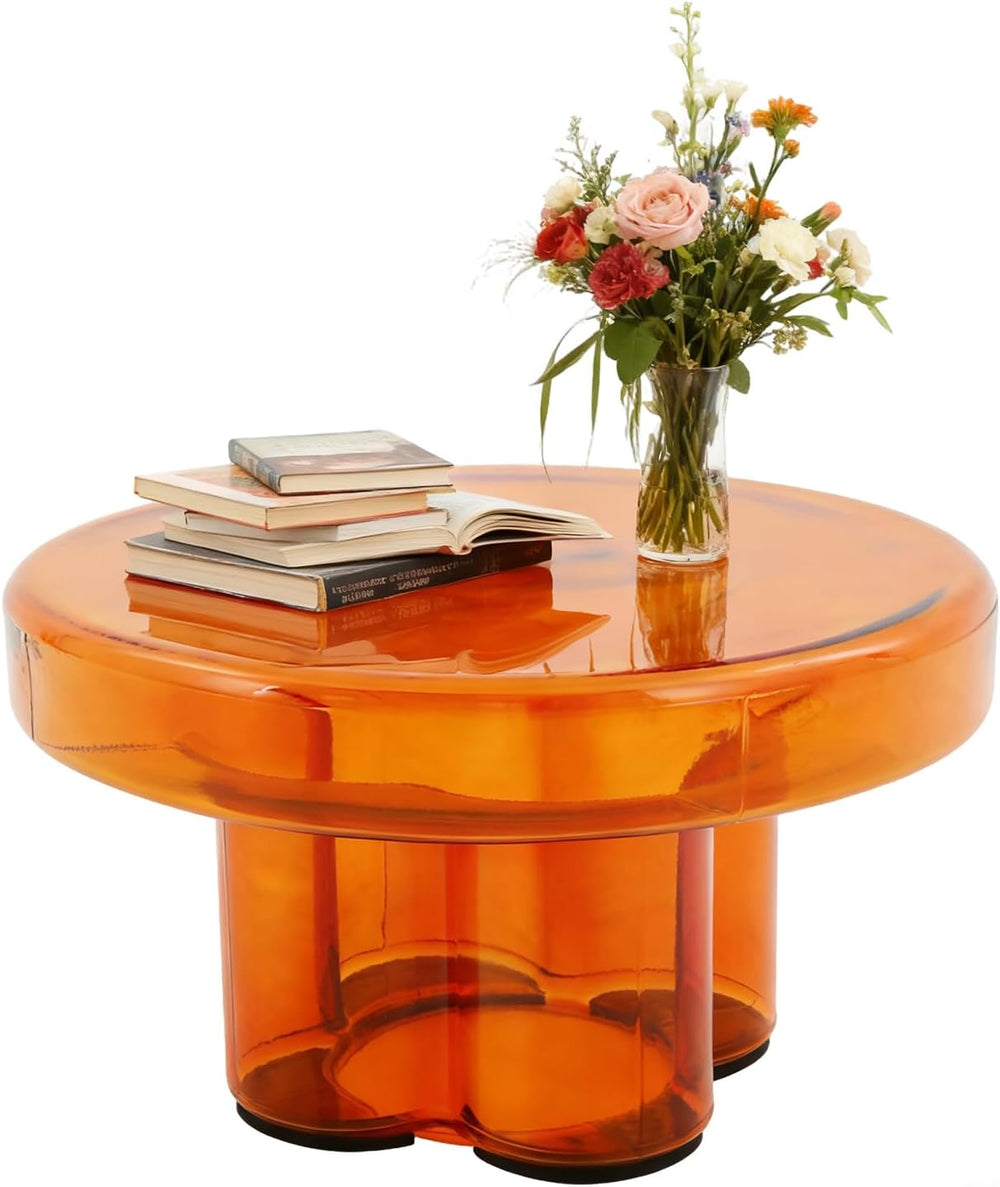Modern Glass Coffee Table,Minimalist Round Coffee Table with Base,Modern Smal...