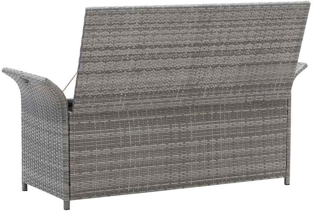 Poly Rattan Patio Storage Bench with Cushion, 54.3" Waterproof PE Outdoo...