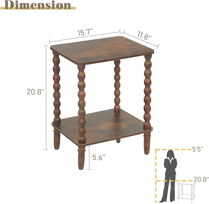 Side Tables Set of 2, Small End Table with Storage Shelf, Night Stand Set 2 B...