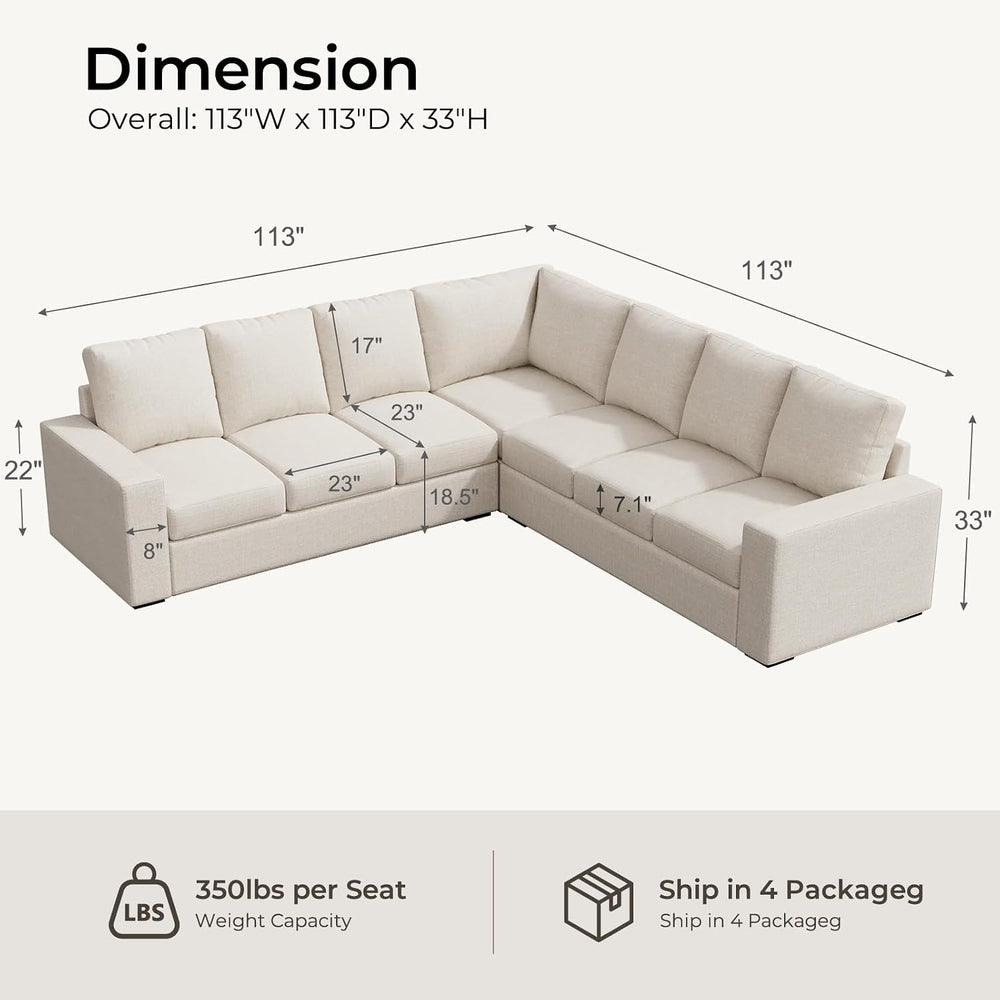 ELUCHANG 113" V-Shaped Modular Sectional Sofa Couch, Modern 7-Seat Comfy...