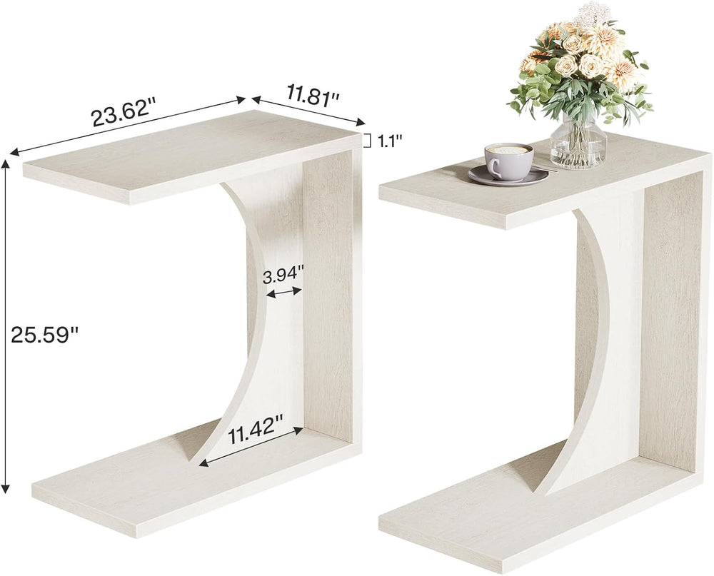 Tribesigns Set of 2 C-Shaped End Table for Couch