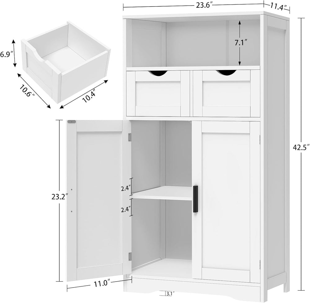 Iwell Bathroom Storage Cabinet with 2 Drawers, Small Kitchen Pantry Cabinet