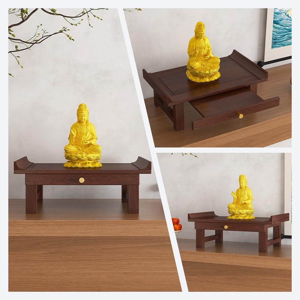 Personal Prayer Shrine Desk, Chinese Style Floor Shrine Stand with Retractabl...