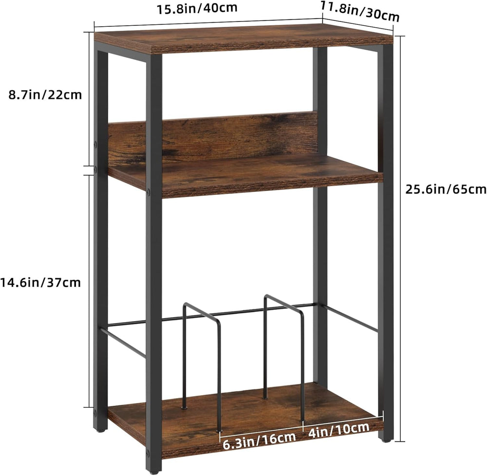 LELELINKY Record Player Stand Set of 2, 3-Tier End Side Table with Vinyl Reco...