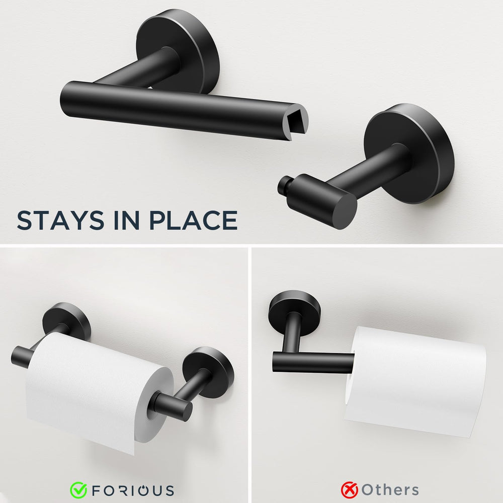 FORIOUS Bathroom Accessories, 4-Piece Bathroom Hardware Set - 24" Towel Bar