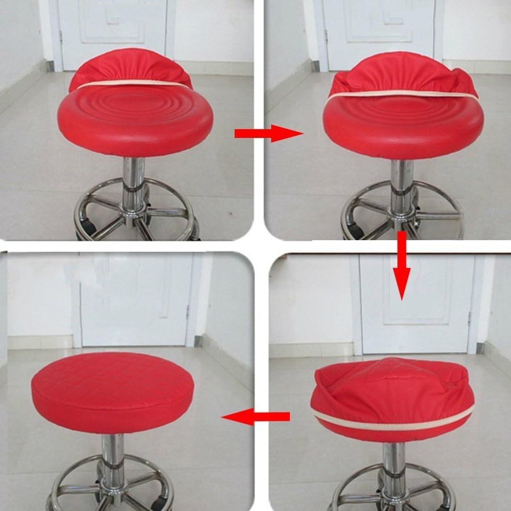 Sigmat 2 Pack Waterproof PU Bar Stool Cover Anti-Slip Round Seat Cover 19.5 I...