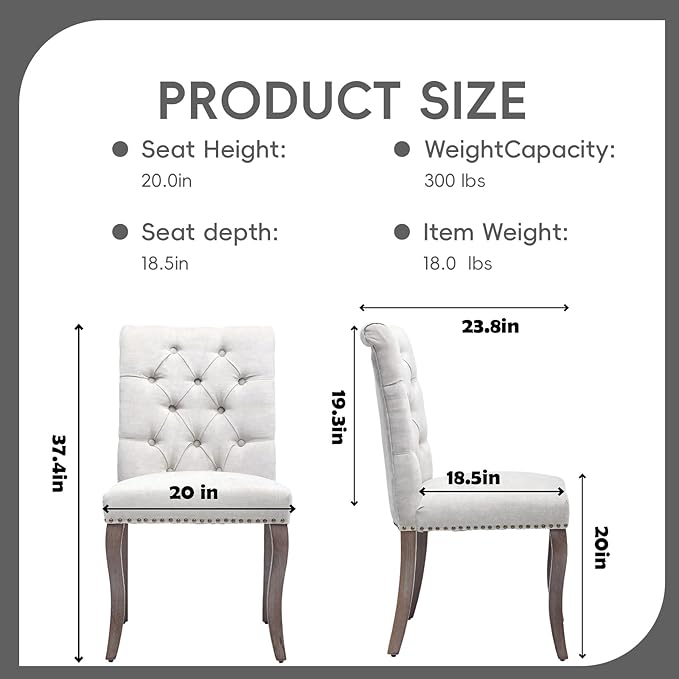 Upholstered Tufted Chenille Dining Side Chairs, Armless Nailhead Trim Chairs ...
