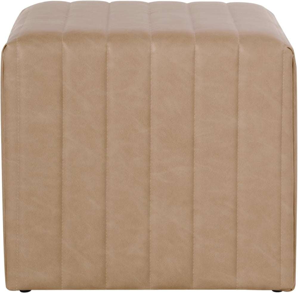 HomePop Modern Channel Tufted Faux Leather Ottoman|Homepop Home Décor|Ottoman...