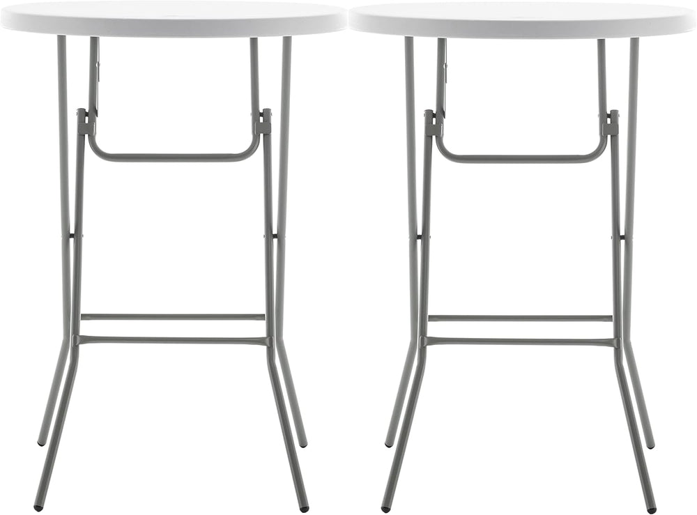 BTEXPERT White 32" Round 43" Bar Height Granite Folding Commercial ...