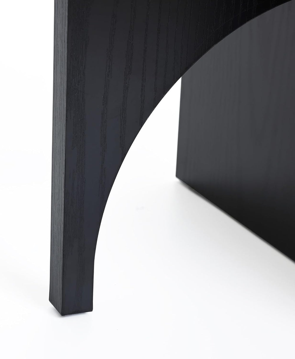 LuxenHome Modern Square Side Table, 19" Black & Brown Wood Accent En...