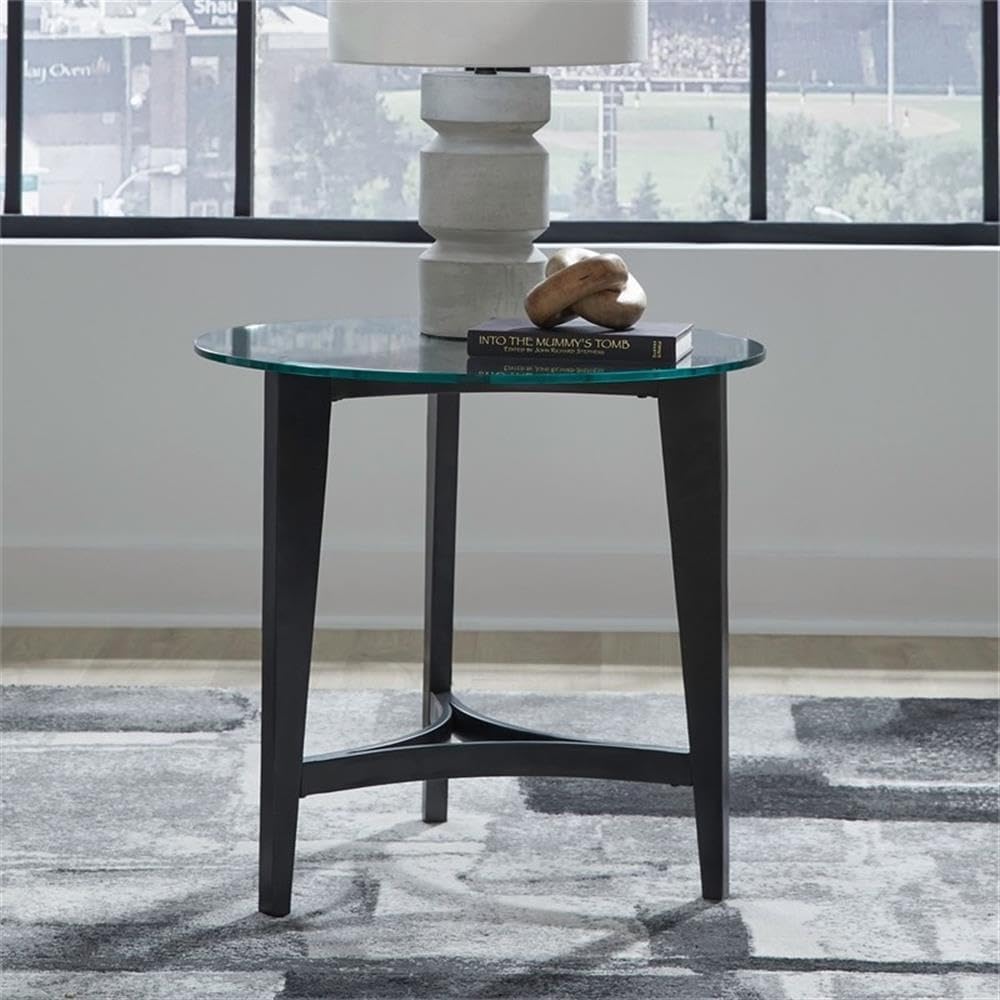 Pemberly Row 3 Piece Metal and Glass Coffee Table Set, Espresso Finish, Inclu...