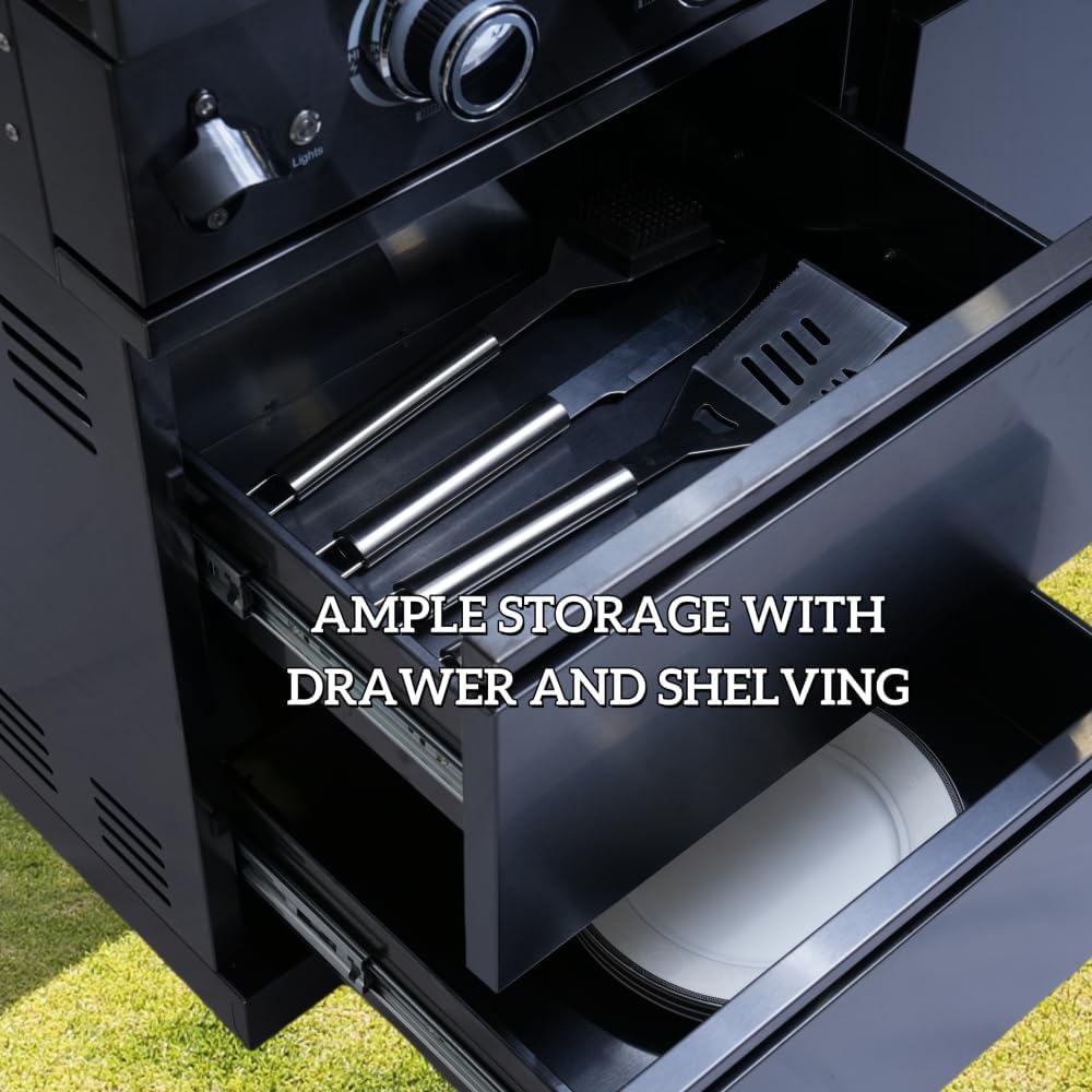 Premium Stainless Steel Outdoor Kitchen Island with Built-in Grill, Rotisseri...