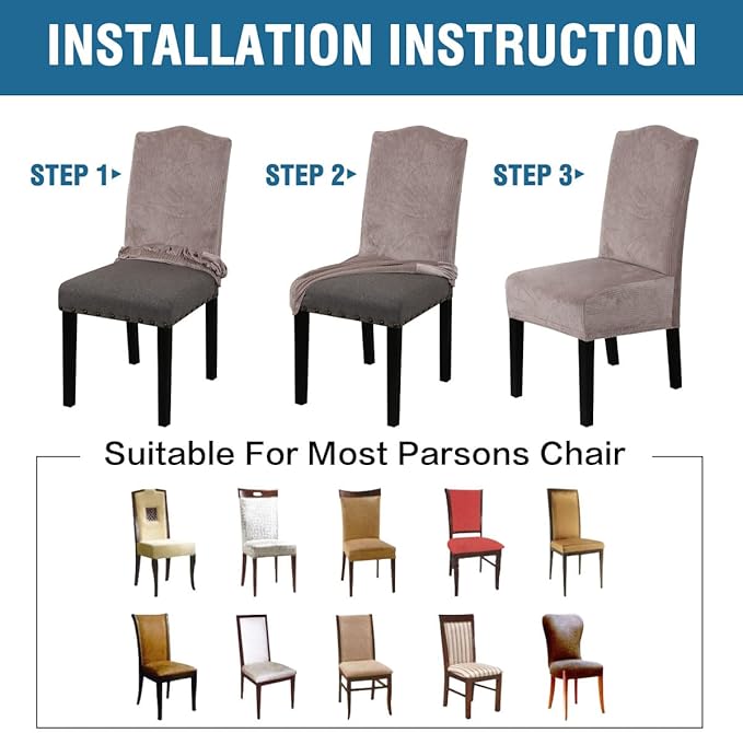 H.VERSAILTEX Velvet Dining Chair Covers Stretch Chair Covers for Dining Room ...