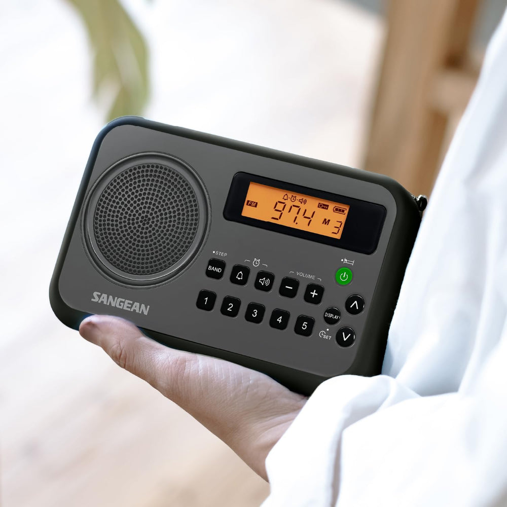 Sangean PR-D18BK AM/FM/Portable Digital Radio with Protective Bumper (Gray/Bl...