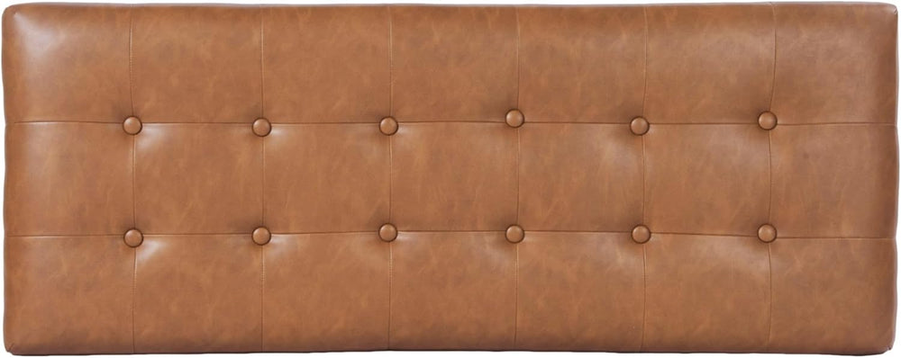 HomePop 46" Tufted Storage Bench - Vintage Saddle Brown