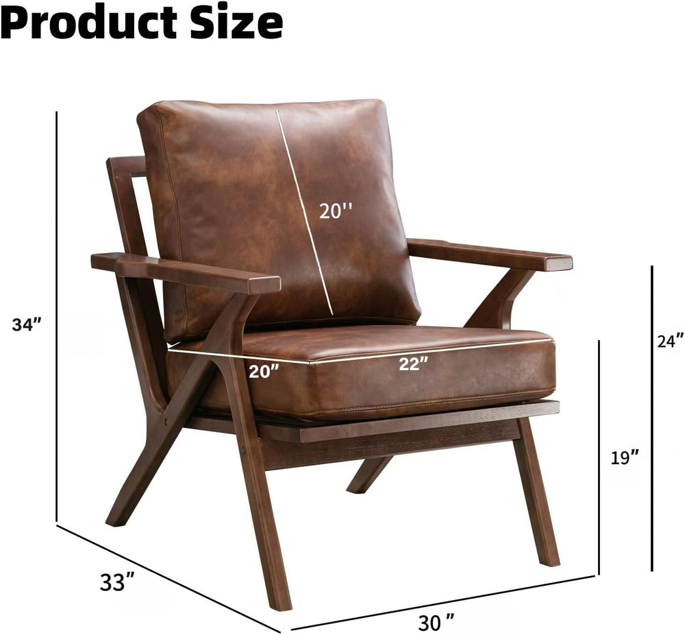 INZOY Mid-Century Modern Accent Chair with Wood Frame, PU Leather Living Room...