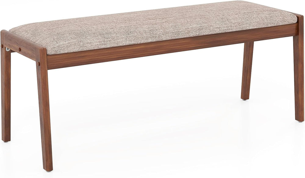Giantex 45" Upholstered Entryway Bench with Rubber Wood Legs & Fabri...