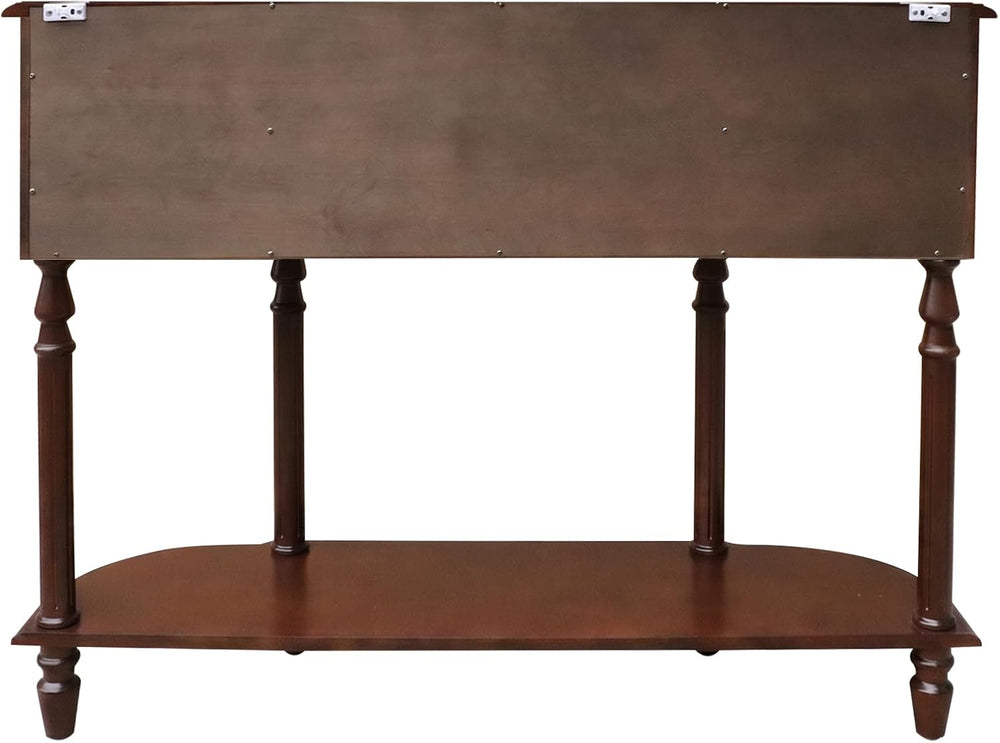 LKTART 43.3" Solid Wood Vintage Curved Console Table, Half Moon Sofa Tab...