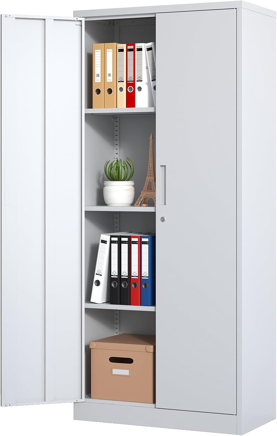 71" Tall Metal Storage Cabinet with Adjustable Shelves, Kitchen Pantry S...