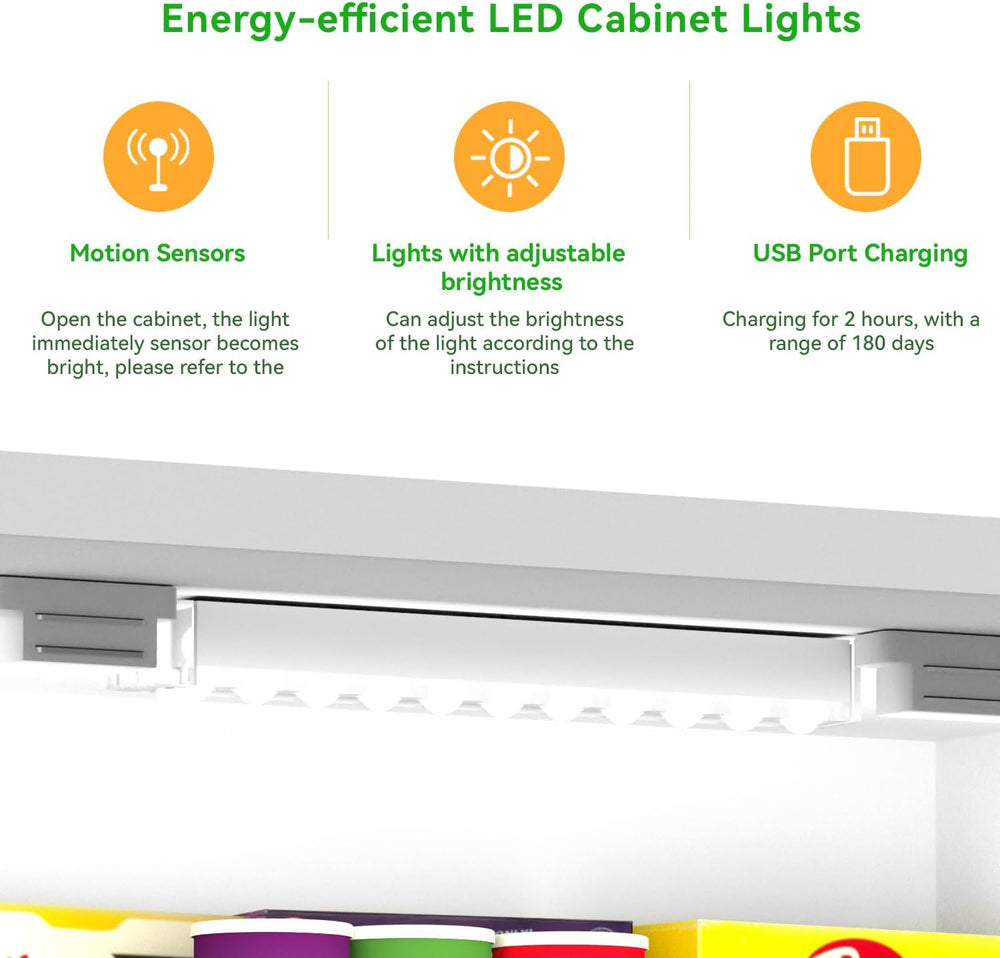 GEPELCN 50" LED Kitchen Pantry Cabinet Farmhouse Storage Cabinet Wood Fo...