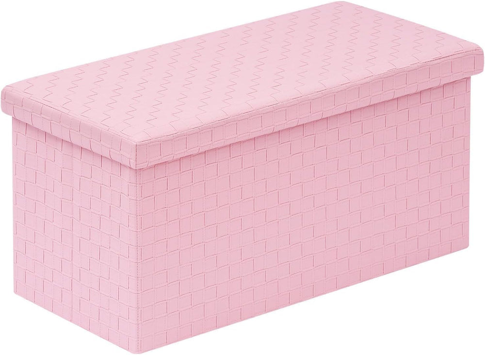 B FSOBEIIALEO Folding Storage Ottoman Bench, 30" Faux Leather Ottomans,P...