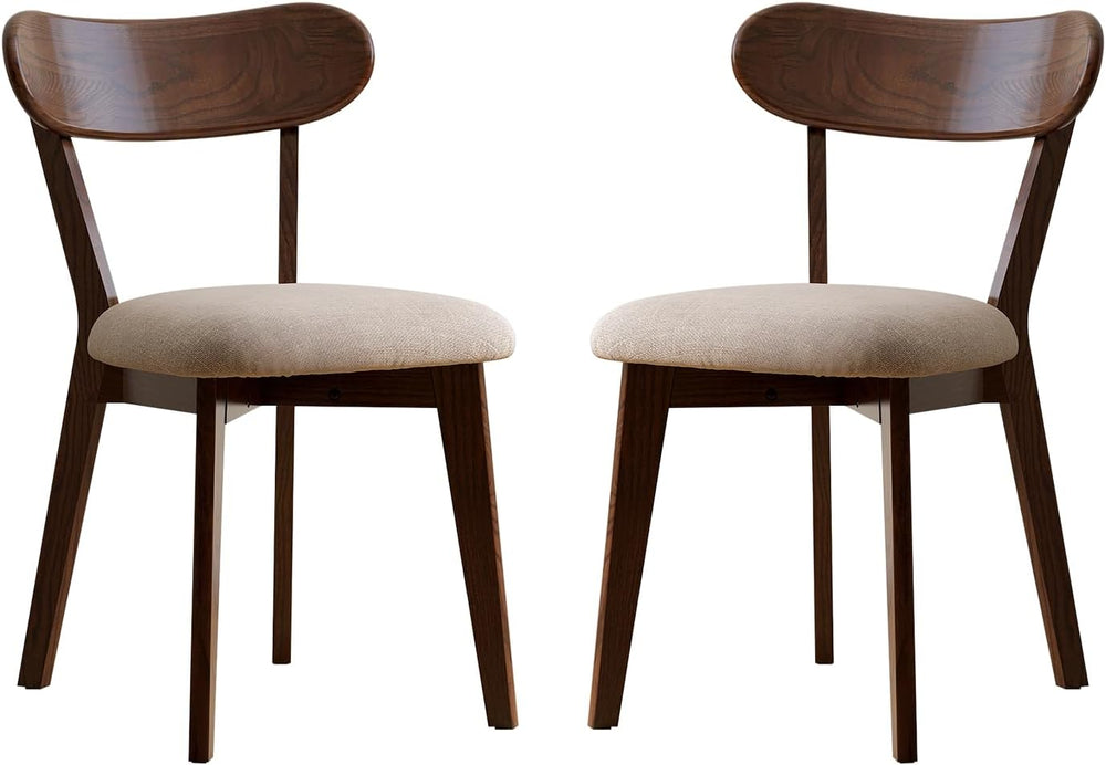 100% Solid Oak Dining Chairs, Mid Century Modern Dining Chair with Curved Bac...