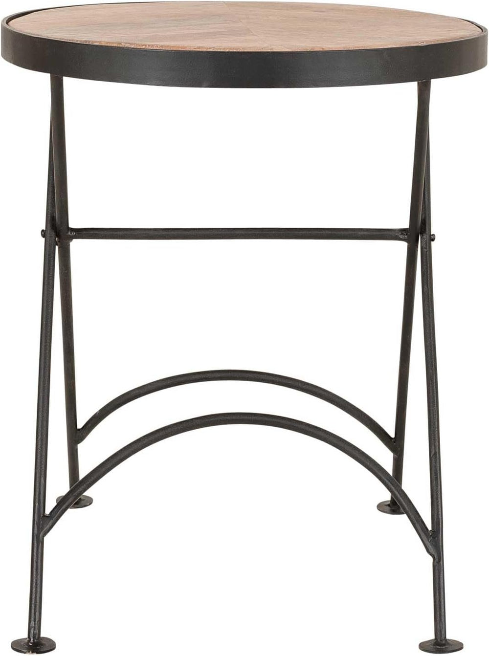 East at Main Nadine Round Folding Side Table, Sand Mango Wood & Black Iro...