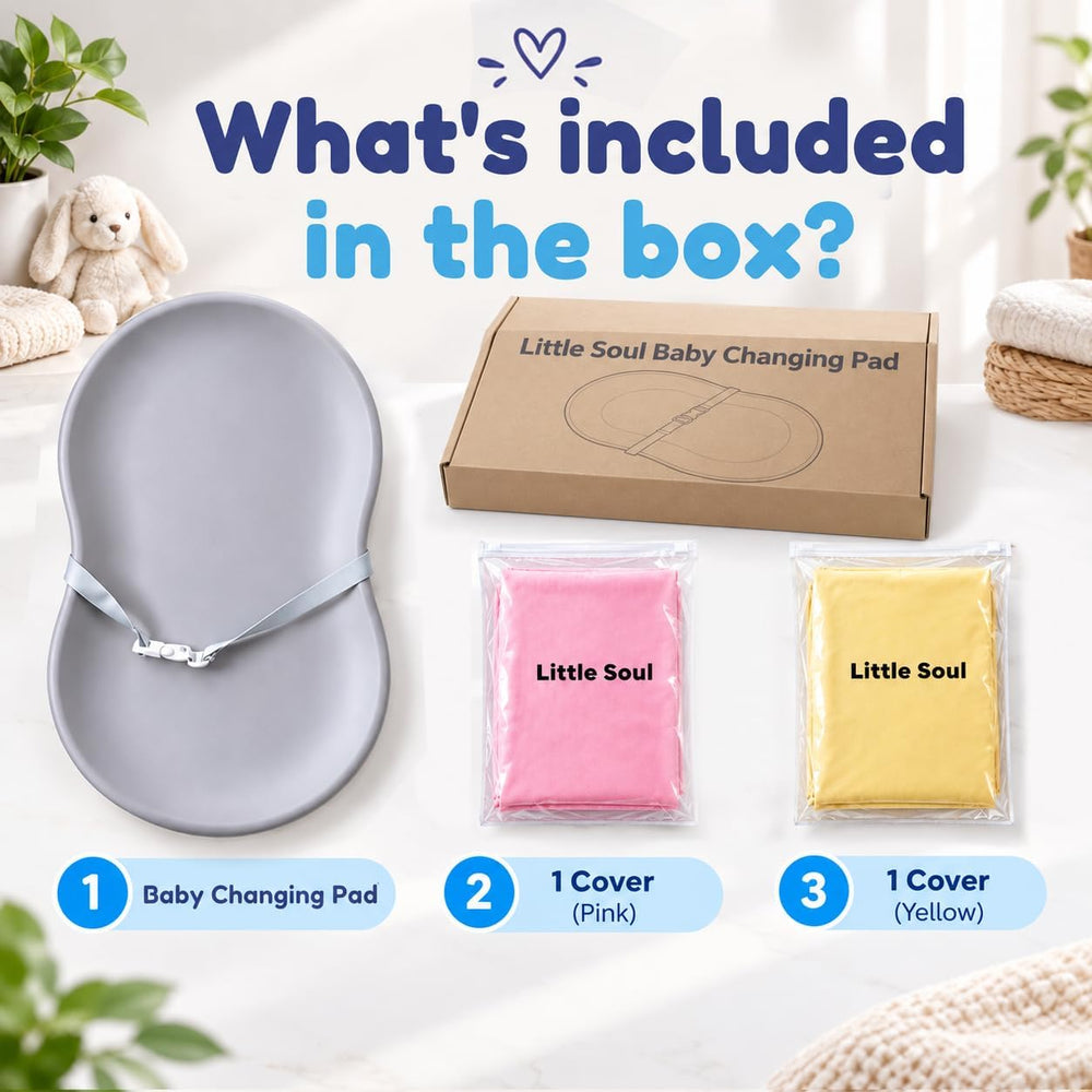 LittleSoul EVA Diaper Changing Pad with 2 Washable Waterproof Covers, Wipe-Cl...