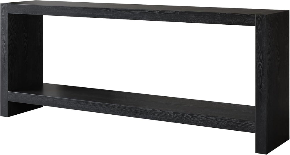 LUMISOL Farmhouse Console Table with Shelf & Wood Veneer, Black
