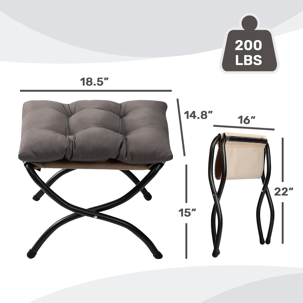 HollyHOME 15"(H) Folding Footrest Stool, Small Foldable Ottoman, Accent ...