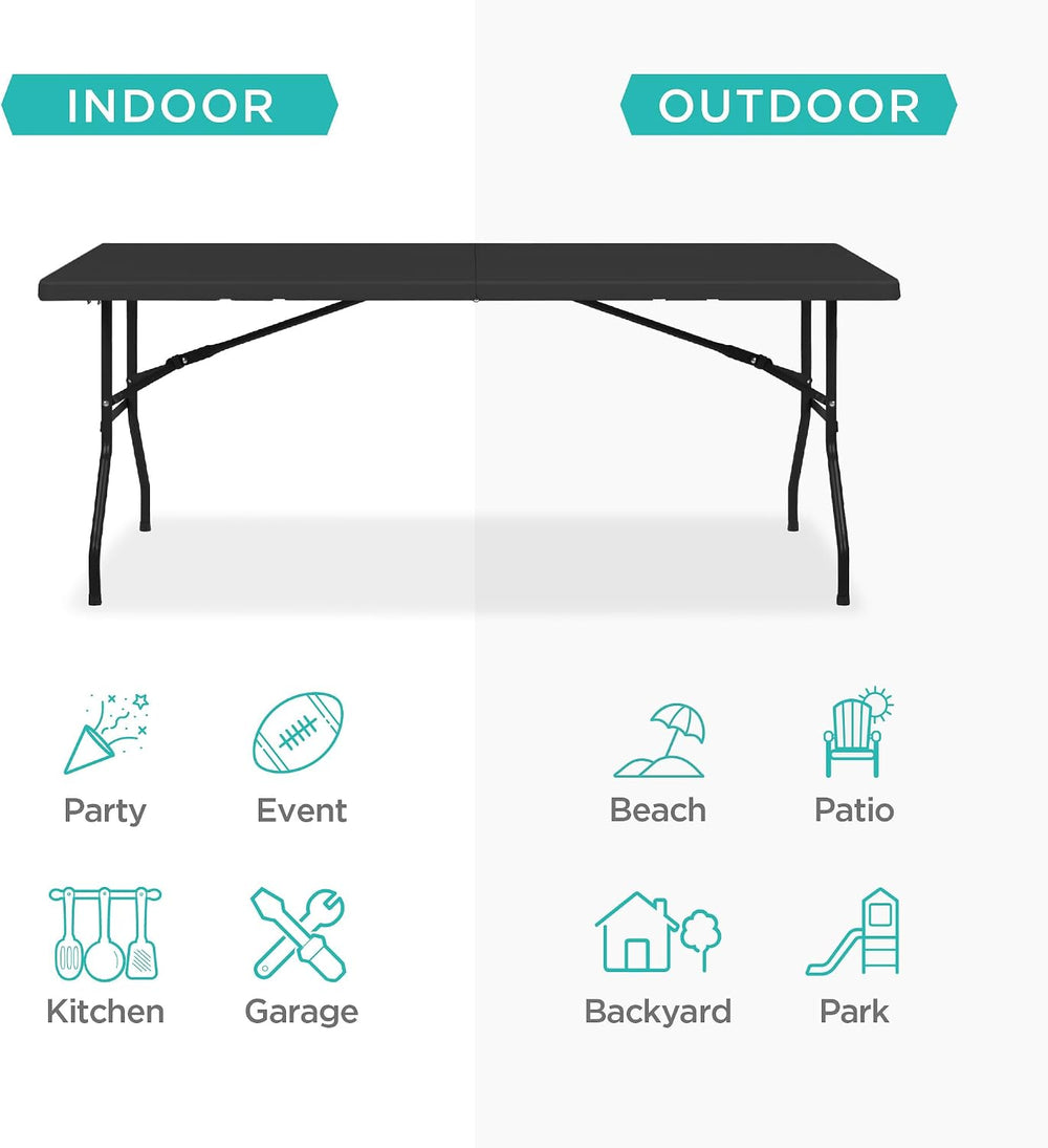 Best Choice Products 6ft Plastic Folding Table, Indoor Outdoor Heavy Duty Por...